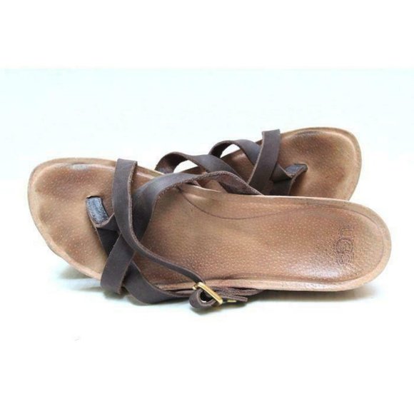 ugg sandals wedges wedged  brown strappy womens 9 - Picture 3 of 6